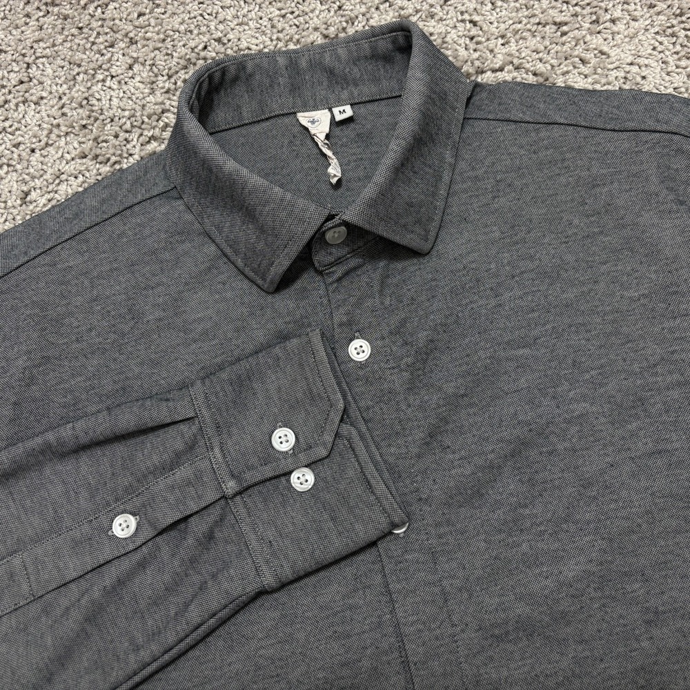 STATE & LIBERTY Shirt Performance Stretch Button Dress Gray Modal Mens Medium